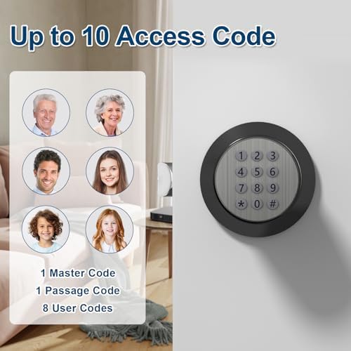 FITNATE Digital Door Lock with Keypad, Keyless Entry Knob Auto Lock, Black