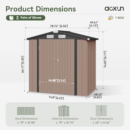 Aoxun 6'x4' Outdoor Storage Shed with Base, Brown