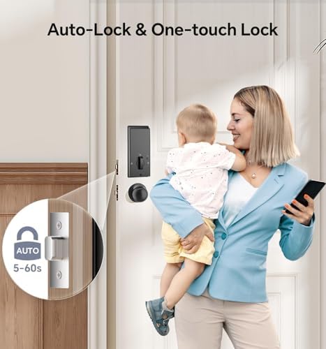 Ulecoce U18L Keyless Entry Door Lock with Handle Set, Matte Black