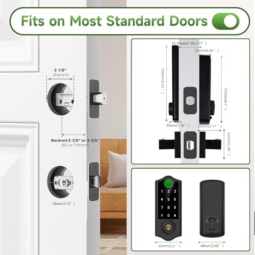 Fingerprint Smart Door Locks with Handles, App Control Deadbolt
