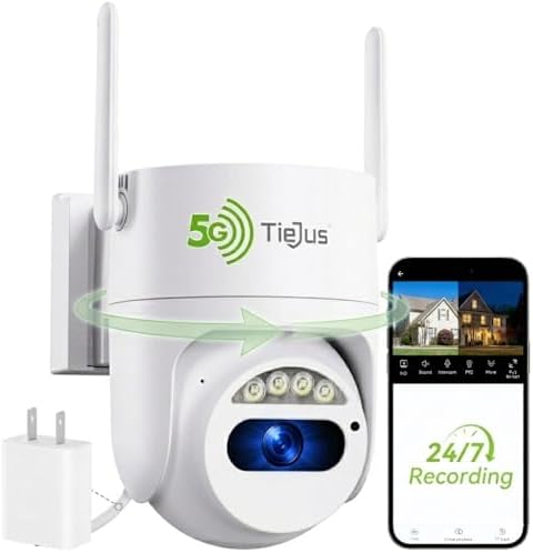 2K Wired Security Camera Outdoor 24/7 Recording, 5G/2.4G WiFi