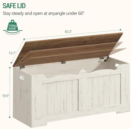 Hzuaneri 43 inches Farmhouse Storage Chest | 55 Gal | Retro White