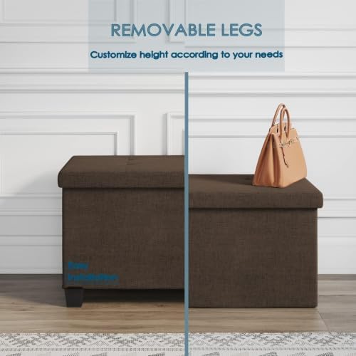 Nestl 30 Inch Storage Ottoman Bench with Storage Bins, Max 660 lbs Storage Ch...