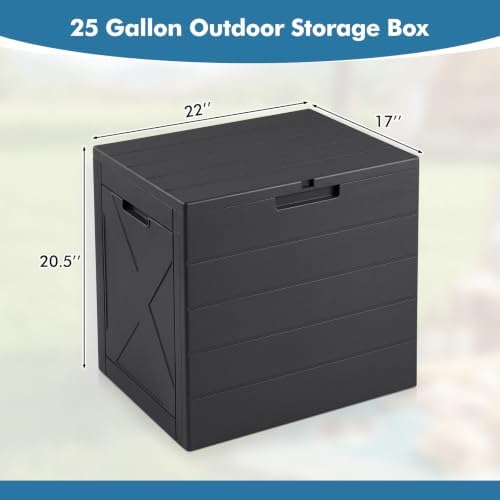 Tangkula 25 Gallon Outdoor Storage Box with Lockable Lid