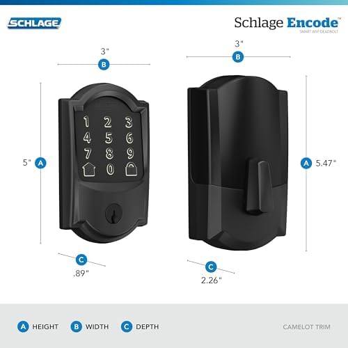 Schlage Encode Smart WiFi Deadbolt Lock with Camelot Trim, Matte Black
