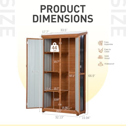 Tall Outdoor Storage Cabinet, 32" W x 16" D x 67" H Vertical S...