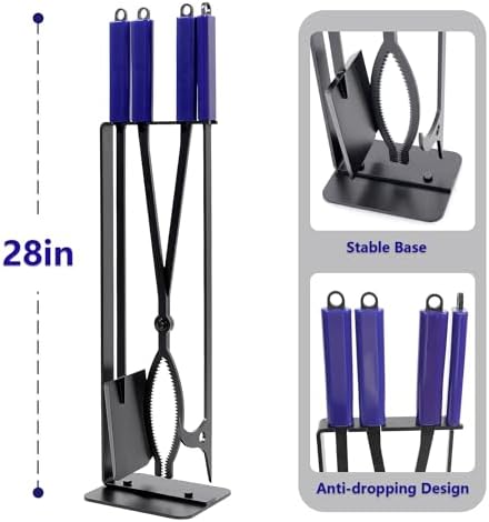 28in Fireplace Tools Set with Metal Stand Wrought Iron