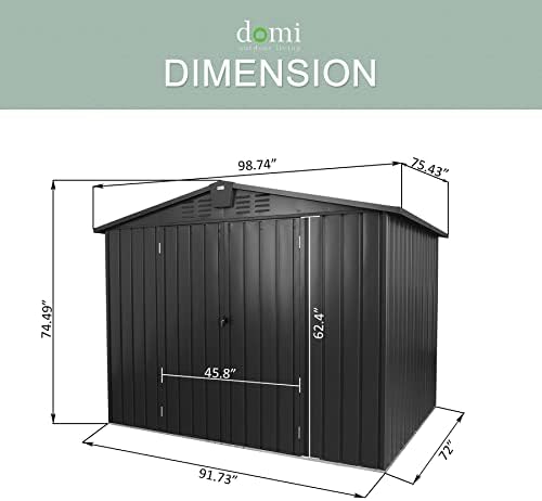 Domi Outdoor Storage Shed 8.2' x 6.2', Metal Steel Utility Tool Shed ...