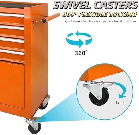 4 Drawers Tool Chest on Wheels, Multifunctional Rolling Tool Cart Tool Storag...
