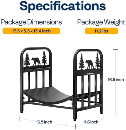 VIVOHOME 16.5 in Decorative Firewood Storage Log Rack with Bear Pattern