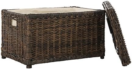 happimess Elijah 31" Wicker Storage Trunk Footlocker Chest, Brown