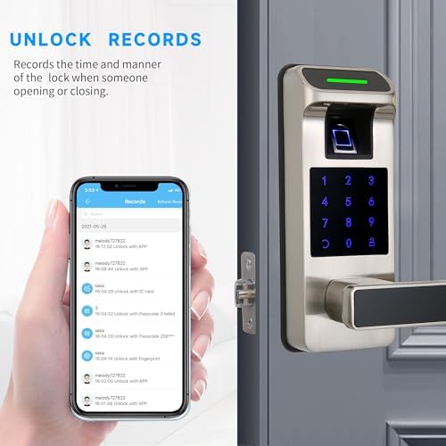 Fingerprint Door Lock, Heavy Duty Full APP Control Touchscreen Keypad