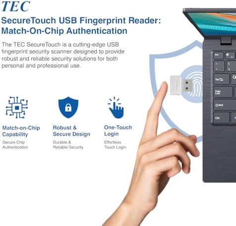 TEC SecureTouch TE-FPA4-MC USB Fingerprint Reader with ESS Enhanced Sign-in S...