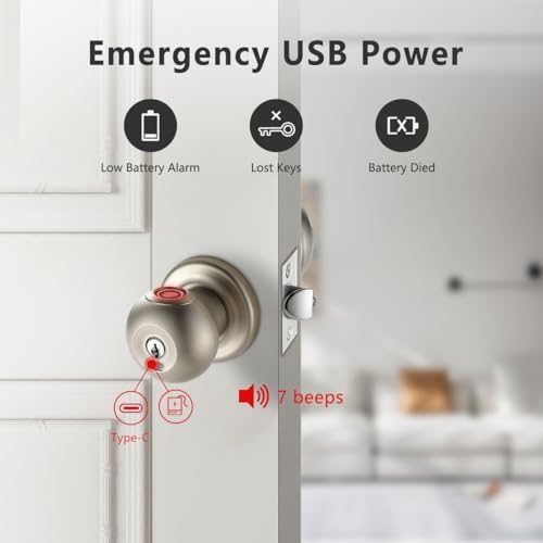 Buoan Biometric Fingerprint Door Lock, Smart Fingerprint Door Knob