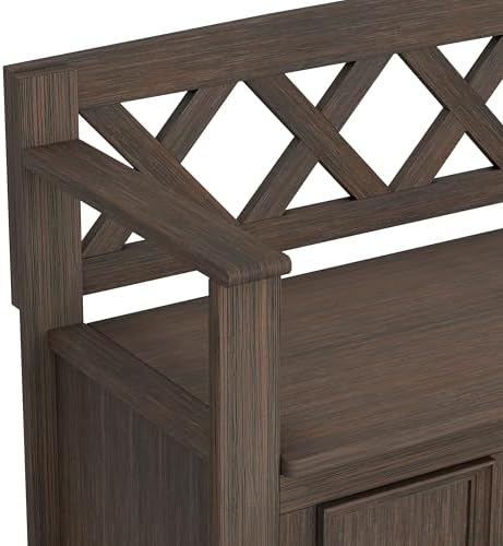 SIMPLIHOME Amherst 48" Wide Solid Wood Storage Bench in Farmhouse Brown