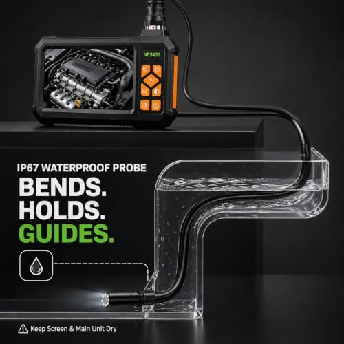 Endoscope Camera with Light, 4.3" IPS Screen, 1080P, 16.4FT Cable