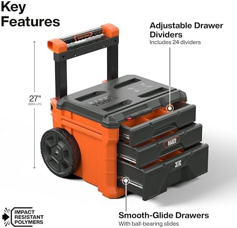 Klein Tools 54890MB MODbox Three Drawer Rolling Toolbox, Tool Storage, Ball B...