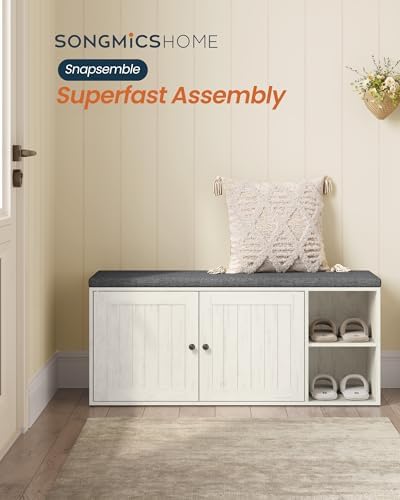 SONGMICS HOME Shoe Storage Bench, Snapsemble Superfast Assembly