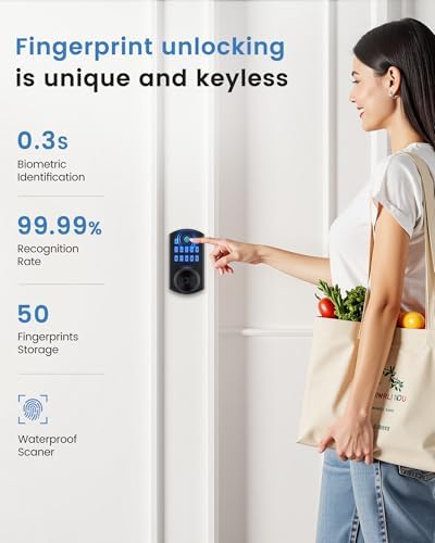 Smart Door Knob with Keypad Fingerprint Keyless Entry Door Lock Biometrics