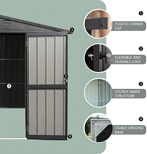 Domi Outdoor Storage Shed 8.2' x 6.2', Metal Steel Utility Tool Shed ...