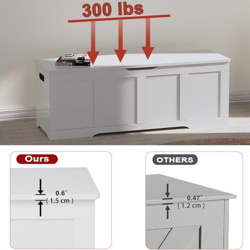 Timberer 47.2" Storage Chest Extra Large Storage Bench with 2 Safety Hinges