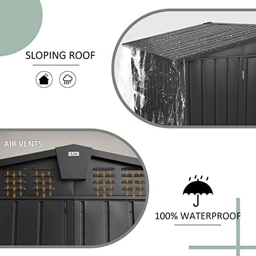 Domi Outdoor Storage Shed 8.2' x 6.2', Metal Steel Utility Tool Shed ...