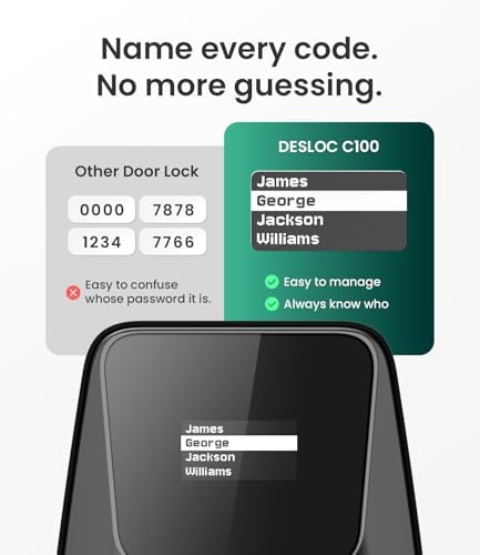 DESLOC C100 Keyless Entry Door Lock with Visual Display, Auto Lock