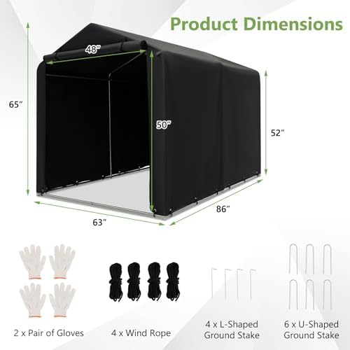 Goplus Portable Storage Shed, 7 x 5.2 x 5.4 Ft Heavy Duty Motorcycle Shed