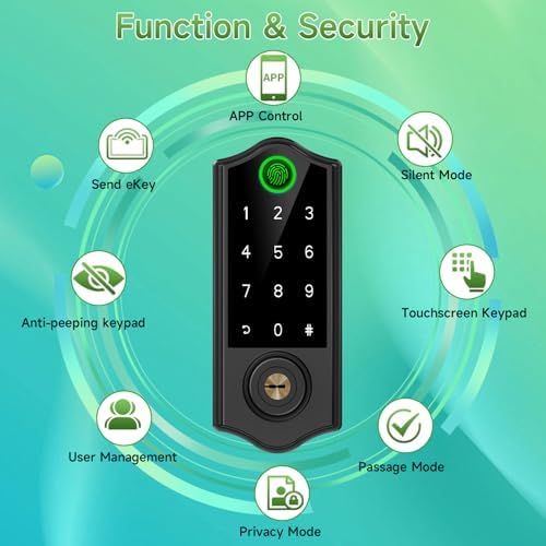 Fingerprint Smart Door Locks with Handles, App Control Deadbolt