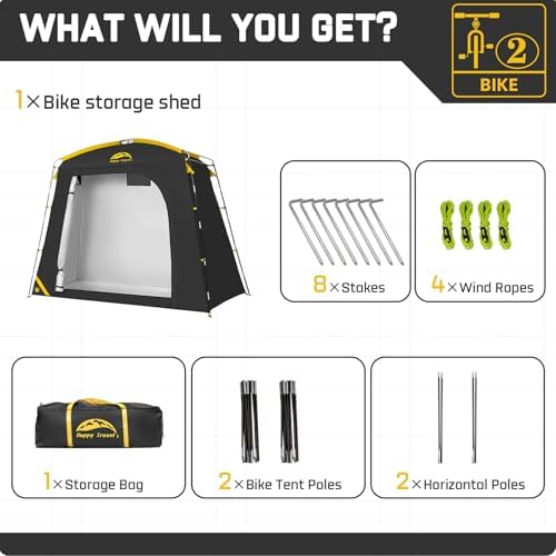 Happy Travel Bike Storage Shed Tent, Waterproof Portable Bicycle Cover Shed
