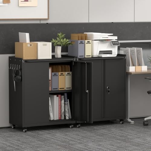 GREATMEET Garage Storage Cabinet with Wheels, Mobile Rolling Tool Cabinet