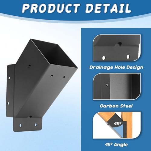 4 Pcs 4"x 4" Pergola Brackets (Actual 3.6‘’x3.6‘’)