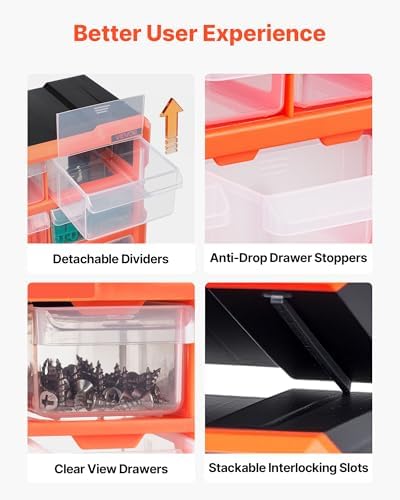 VEVOR 40-Drawer Storage Organizer, Plastic, Drawer Storage Cabinet for Garage...