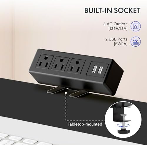 FLEXISPOT EN2 48"x30" Standing Desk with Power Strip Bundle, Black