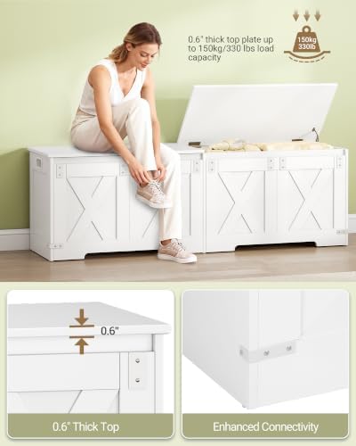 Hzuaneri 59" Modern Farmhouse Storage Chest and Bench | 70 Gal | 330lb Seat