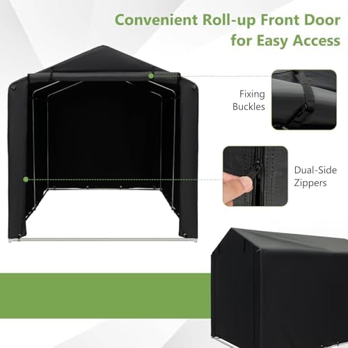 Goplus Portable Storage Shed, 7 x 5.2 x 5.4 Ft Heavy Duty Motorcycle Shed