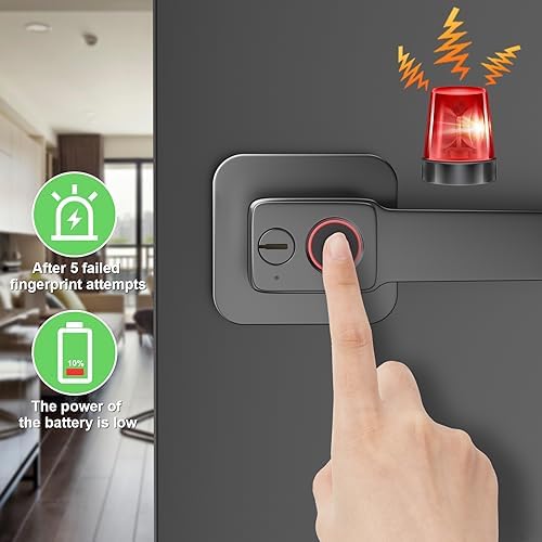FITNATE Fingerprint Door Lock App Control, Keyless Entry Smart Knob, Black
