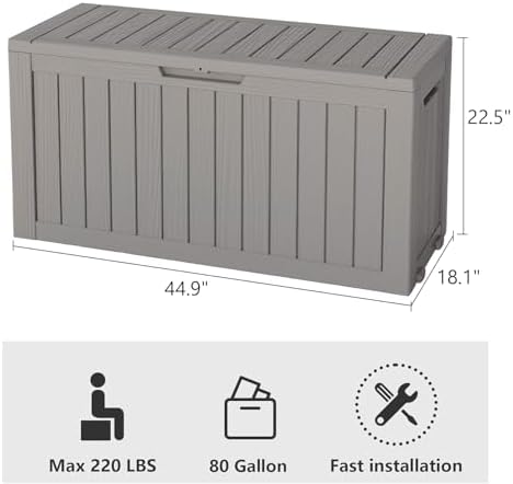 LHBGO 80 Gallon Deck Box Large Outdoor Storage Boxfor Patio Furniture,Outdoor...
