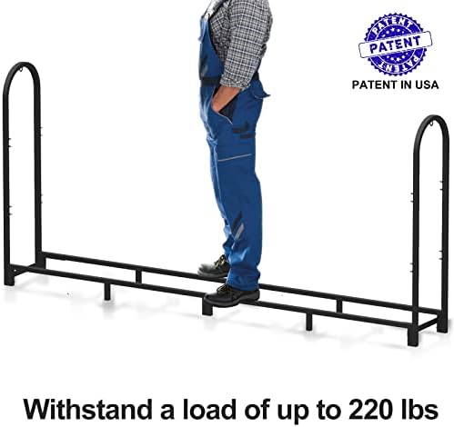 Walensee 8Ft Upgraded Firewood Rack Holder, Wood Storage Outdoor Heavy Duty S...