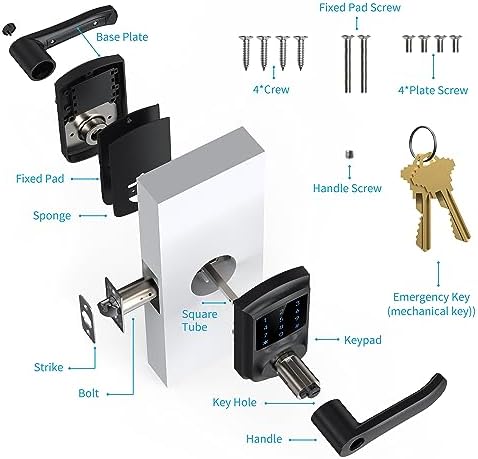 Keypad Keyless Entry Door Lock with Handle Smart Electronic Locks Deadbolts