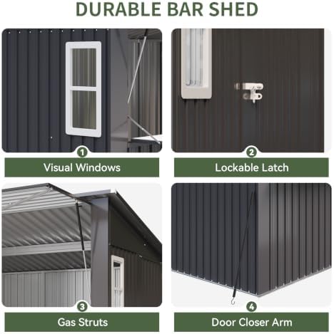 Aoxun 8x7 FT Outdoor Bar Shed with Canopy & Power Socket