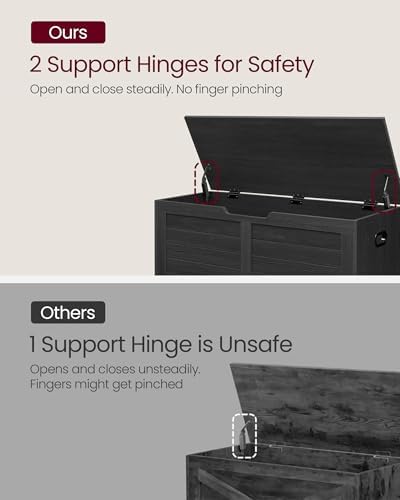 VASAGLE Storage Chest, 39.4 Inches Width Bench with 2 Safety Hinges