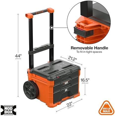 Klein Tools 54890MB MODbox Three Drawer Rolling Toolbox, Tool Storage, Ball B...
