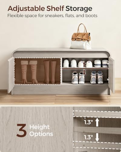 Homleke Modern Curved Entryway Shoe Storage Bench