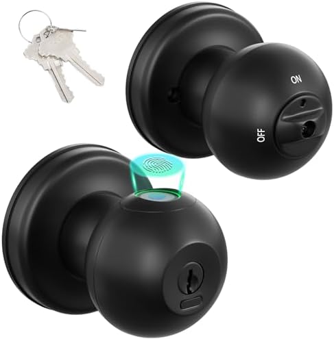 FITNATE Fingerprint Door Knob, Keyless Smart Lock with App Control