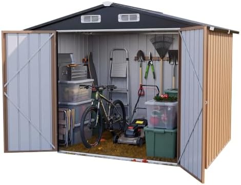 LAUSAINT HOME 8 x 6 FT Outdoor Storage Shed, Galvanized Steel Storage Shed wi...