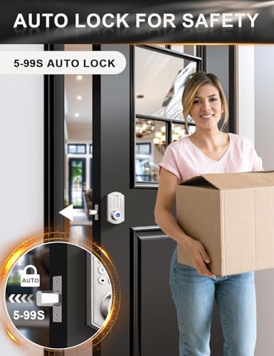 Tinewa Smart Locks for Front Door -Satin Nickel Keyless Entry Door Lock with ...