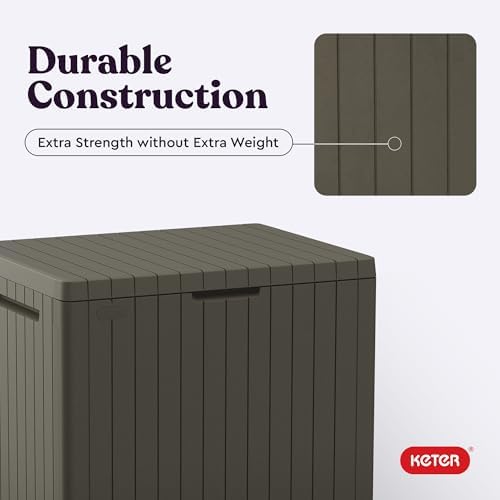 Keter City 30 Gal Outdoor Storage Box and Patio Side Table