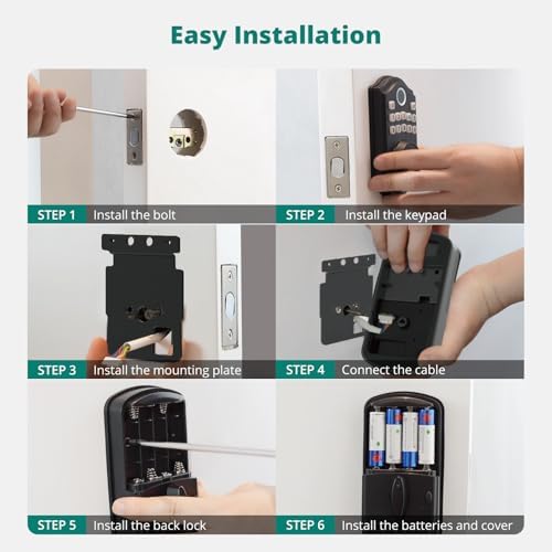 AkaGear DS10 Fingerprint Keypad Door Lock with Handle Set, Matte Black