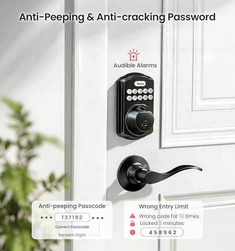Veise KS02A Fingerprint Door Lock, Keypad Deadbolt, Matte Black